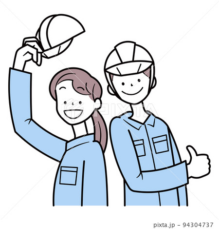 建築現場で働くアジア人の作業員のイラスト素材 94304737