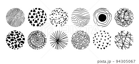 Set of round Abstract black Backgrounds hand-drawn doodles Set of round Abstract black Backgrounds hand-drawn doodles 94305067