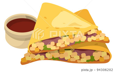 Quesadilla cartoon icon. Traditional mexican dipping food 94306202