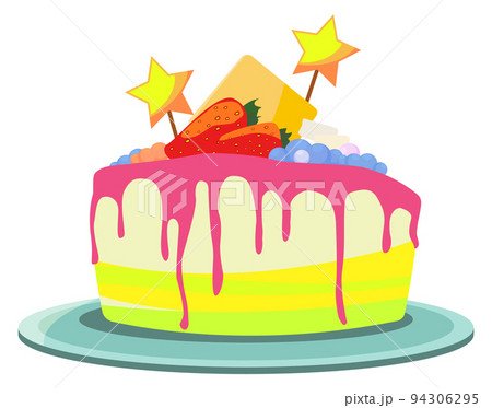 Fruit cake desorated with stars. Event celebration sweet symbol 94306295