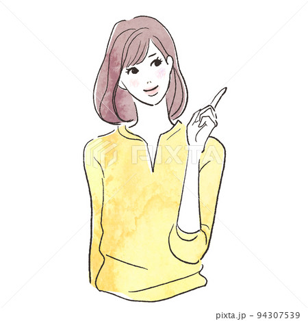 説明をする女性の水彩ベクター線画 94307539