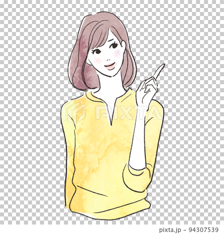 説明をする女性の水彩ベクター線画 94307539