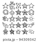 Stars Hand Drawn Doodle Line Art Outline Set 94309342