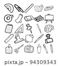 Stationery Hand Drawn Doodle Line Art Outline Set 94309343
