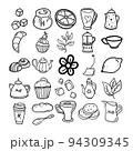 Tea Time Hand Drawn Doodle Line Art Outline Set 94309345