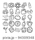 Travel Hand Drawn Doodle Line Art Outline Set 94309348