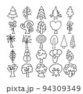 Trees Hand Drawn Doodle Line Art Outline Set 94309349