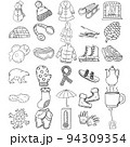 Winter Hand Drawn Doodle Line Art Outline Set 94309354