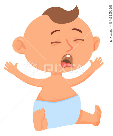 Crying toddler character. Cartoon newborn loudly yell 94310069
