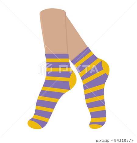 Colored socks on feet, color vector isolated cartoon-style illustration Colored socks on feet, color vector isolated cartoon-style illustration 94310577