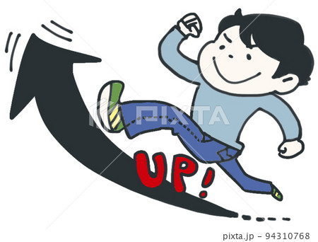 上昇する矢印と男子 上昇する矢印と男子 94310768
