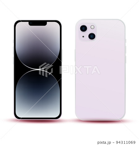 Purple smartphone, model phone 14, IT industry novelty, original wallpaper, mockup for web design on white background - Vector Purple smartphone, model phone 14, IT industry novelty, original wallpaper, mockup for web design on white background - Vector 94311069