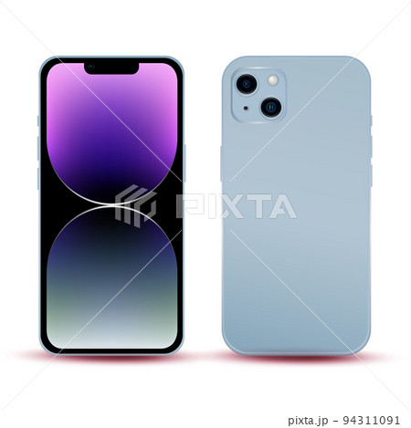 Blue smartphone, model phone 14, IT industry novelty, original wallpaper, mockup for web design on a white background - Vector Blue smartphone, model phone 14, IT industry novelty, original wallpaper, mockup for web design on a white background - Vector 94311091