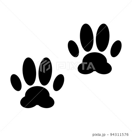 動物の足跡のシルエットアイコン 猫や犬の肉球のシンボル ベクター のイラスト素材