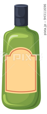 Green bottle with blank label. Cartoon drink icon Green bottle with blank label. Cartoon drink icon 94311696