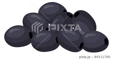 Black olives pile. Cartoon ripe fresh food Black olives pile. Cartoon ripe fresh food 94311700