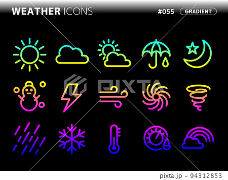 天気に関連するグラデーションスタイルのアイコンセット_055 94312853