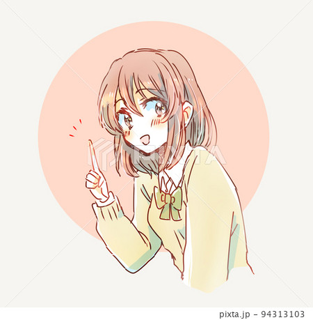 人差し指をさす女子学生 94313103