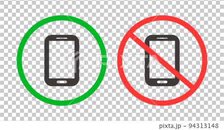 スマートフォン制限アイコンセット。スマートフォン使用許可と禁止。ベクター。 スマートフォン制限アイコンセット。スマートフォン使用許可と禁止。ベクター。 94313148