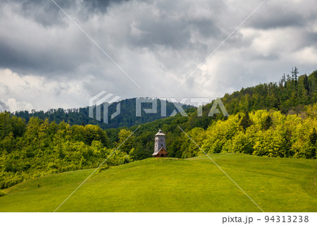 Spring landscape of meadows and forests. Spring landscape of meadows and forests. 94313238