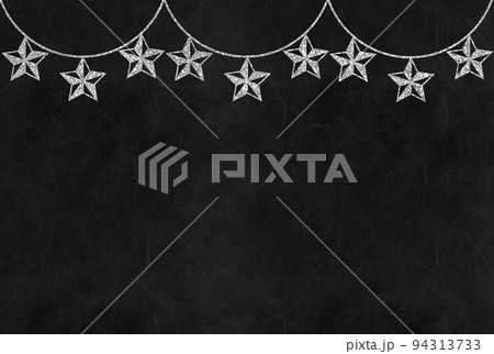 背景素材 キラキラした星飾り シルバー 黒のイラスト素材