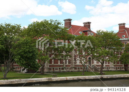 View of The Ellis Island for landscape from the ferry boat at New york,USA View of The Ellis Island for landscape from the ferry boat at New york,USA 94314328