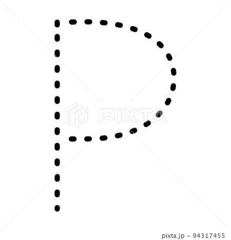 Tracing Alphabet letter P prewriting dotted line element for kindergarten, preschool and Montessori school kids worksheet for handwriting practice activity. 94317455