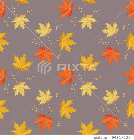 Seamless pattern, autumn maple leaves and stars on a beige background. Textile, print, vector Seamless pattern, autumn maple leaves and stars on a beige background. Textile, print, vector 94317526