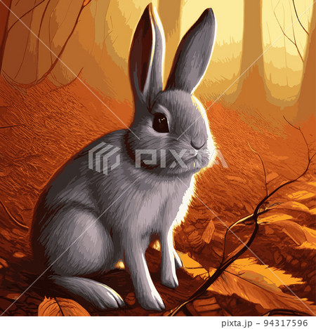 Scandinavian style design element for nursery. Cute rabbit portrait. scandinavian happy rabbit vector illustration. 94317596