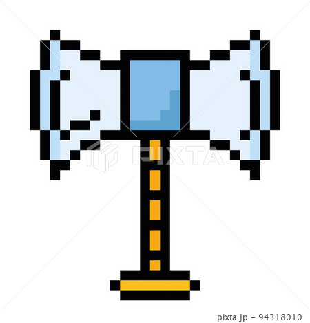 Isolated colored axe videogame icon Pixelated style Vector 94318010
