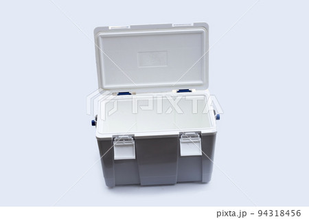 Handheld white blue refrigerator on white 94318456