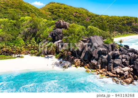 Grand Anse - one of the most beautiful beach of Seychelles. La Digue Island, Seychelles 94319268