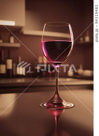 Glasses and bottles with wine on the table. Wine drinking concept (Selective Focus). 3D Illustration. Glasses and bottles with wine on the table. Wine drinking concept (Selective Focus). 3D Illustration. 94319483