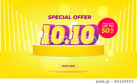 10.10 Shopping day Poster or banner. 10.10 Mega sale banner template design for social media and website. 94320455