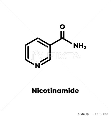 Nicotinamide drug and vitamin molecule. Skeletal formula on white background. 94320468