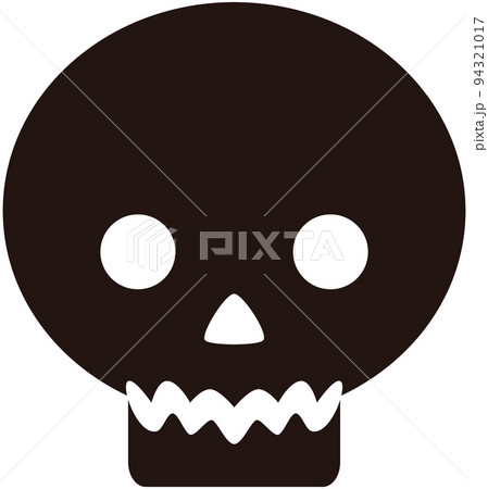 シンプルで怖いドクロ 黒のイラスト素材