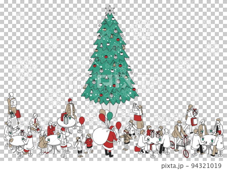 クリスマスイメージ　(クリスマスツリーと人々) 94321019