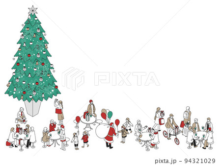 クリスマスイメージ　(クリスマスツリーと人々) 94321029