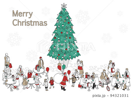 クリスマスイメージ　(クリスマスツリーと人々) 94321031