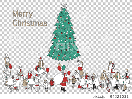 クリスマスイメージ　(クリスマスツリーと人々) 94321031