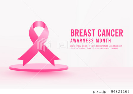 Breast cancer awareness month background design with realistic pink silk ribbon 94321165