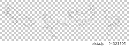 4羽の鶴の線画イラストセット　線のみ、塗りなし 94323505
