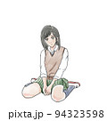 女子高生　水彩イラスト 94323598