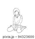 女子高生　線画イラスト 94323600