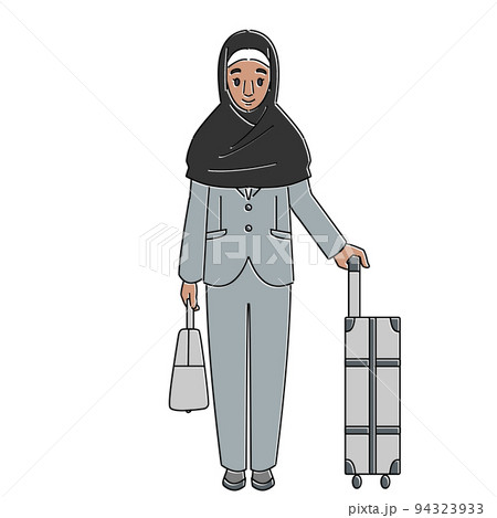 スーツ姿のインバウンド　笑顔のムスリム女性　マスクなし 94323933