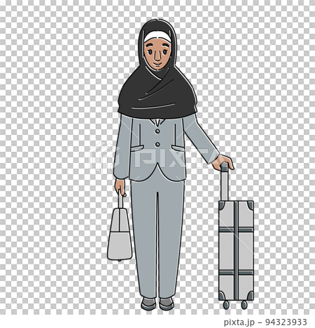 スーツ姿のインバウンド　笑顔のムスリム女性　マスクなし 94323933