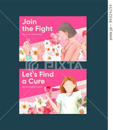 Facebook template with breast cancer concept,watercolor style Facebook template with breast cancer concept,watercolor style 94324154