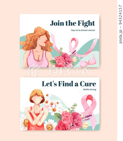 Facebook template with breast cancer concept,watercolor style Facebook template with breast cancer concept,watercolor style 94324157