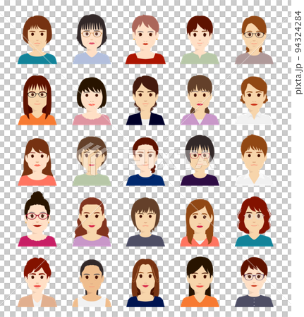 Middle-aged female avatar icon front 94324284