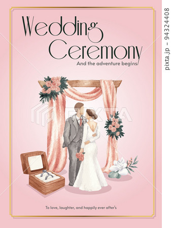 Poster template with gorgeous green wedding concept,watercolor style Poster template with gorgeous green wedding concept,watercolor style 94324408